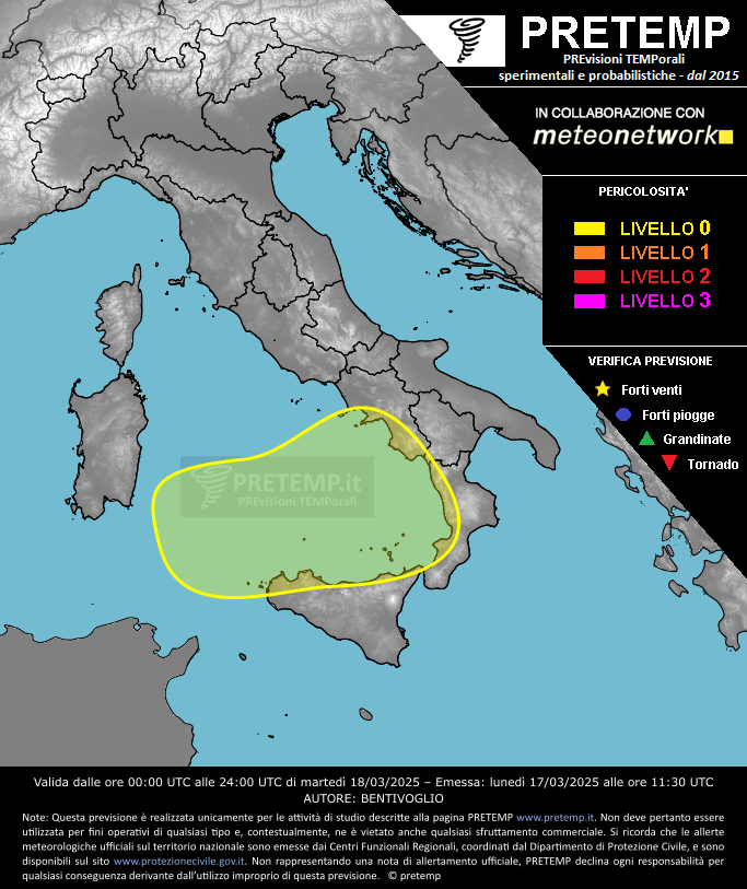 Mappa previsione del 18 marzo 2025