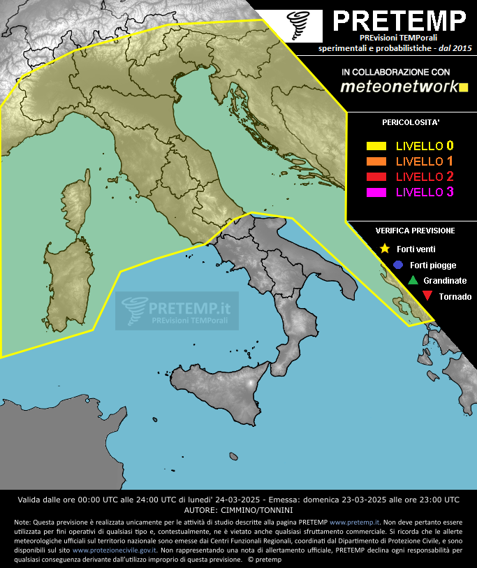 Mappa previsione del 24 marzo 2025