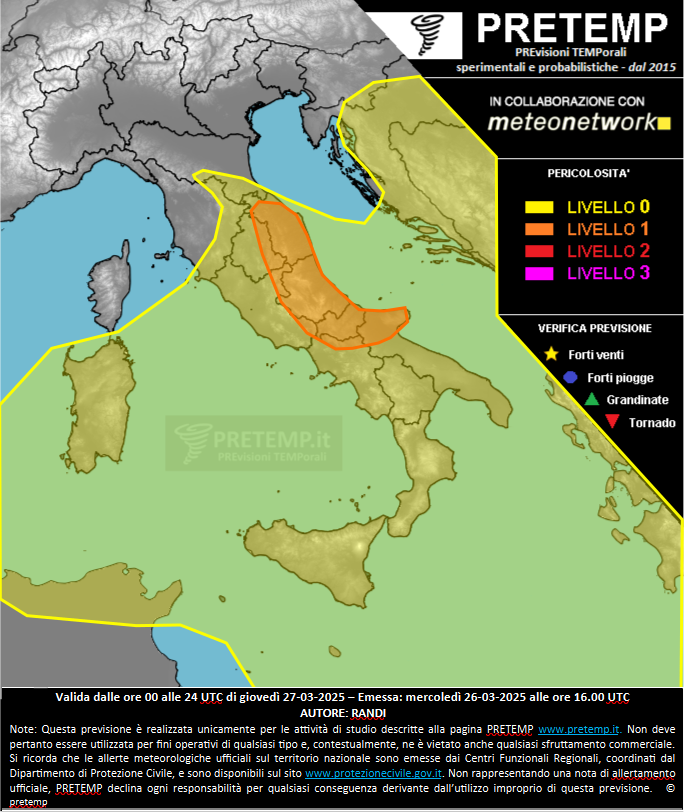 Mappa previsione del 27 marzo 2025
