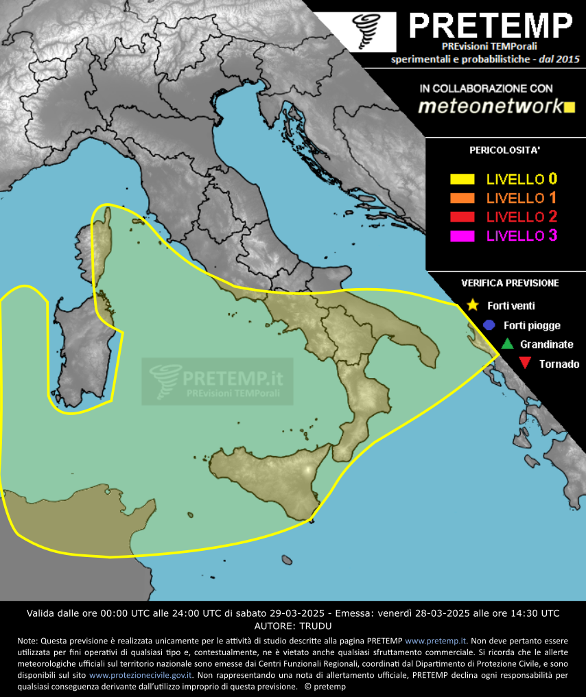 Mappa previsione del 29 marzo 2025