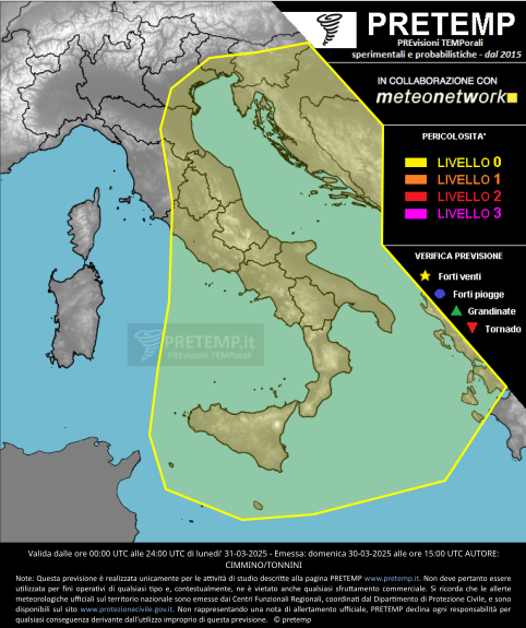 Mappa previsione del 31 marzo 2025