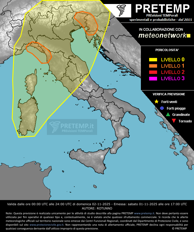 Mappa previsione del 02 novembre 2025