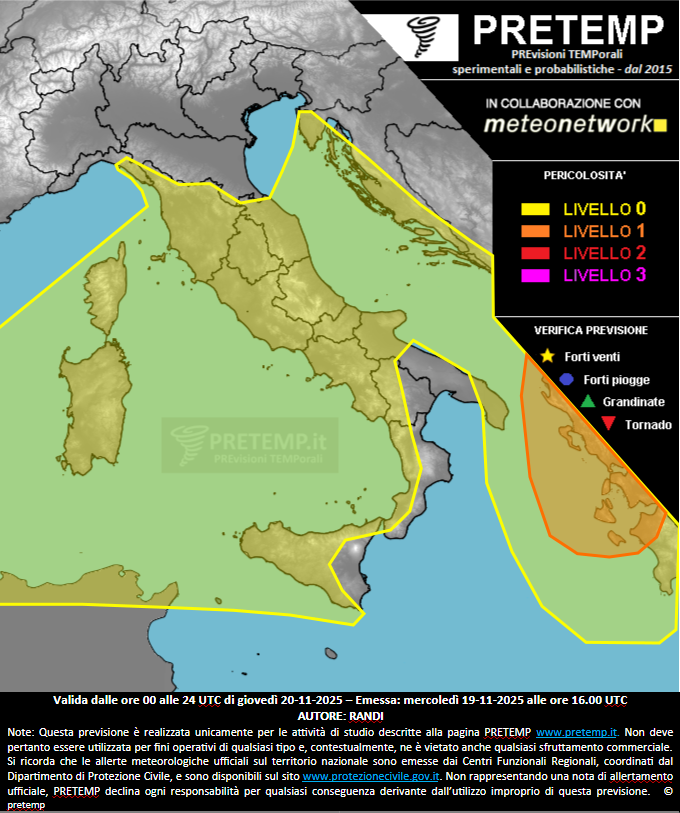 Mappa previsione del 20 novembre 2025