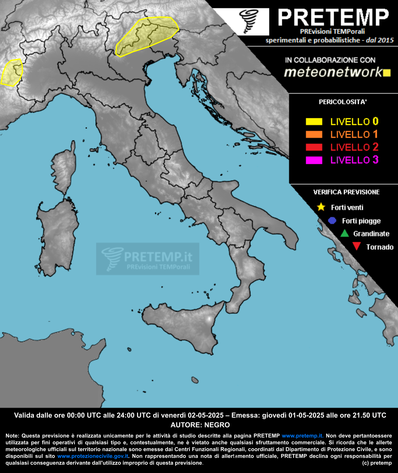 Mappa previsione del 02 maggio 2025