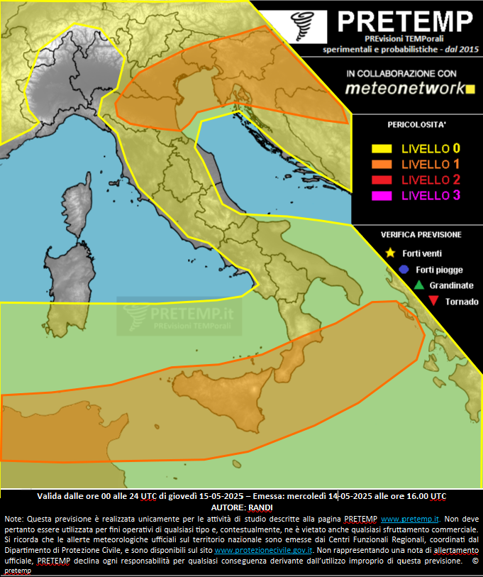 Mappa previsione del 15 maggio 2025