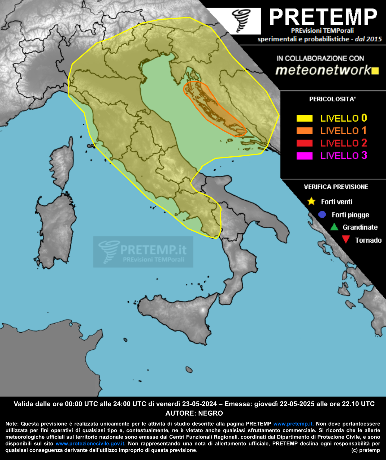 Mappa previsione del 23 maggio 2025