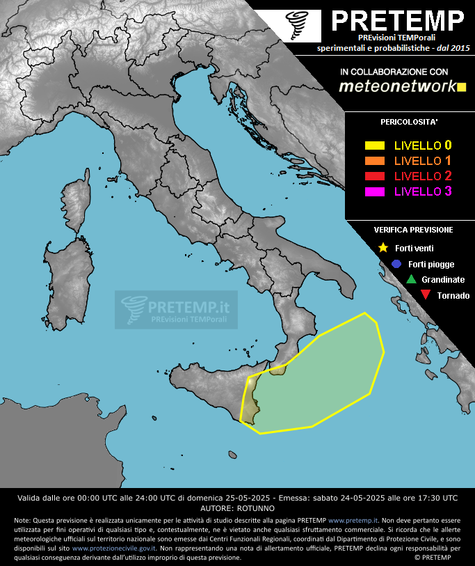 Mappa previsione del 25 maggio 2025