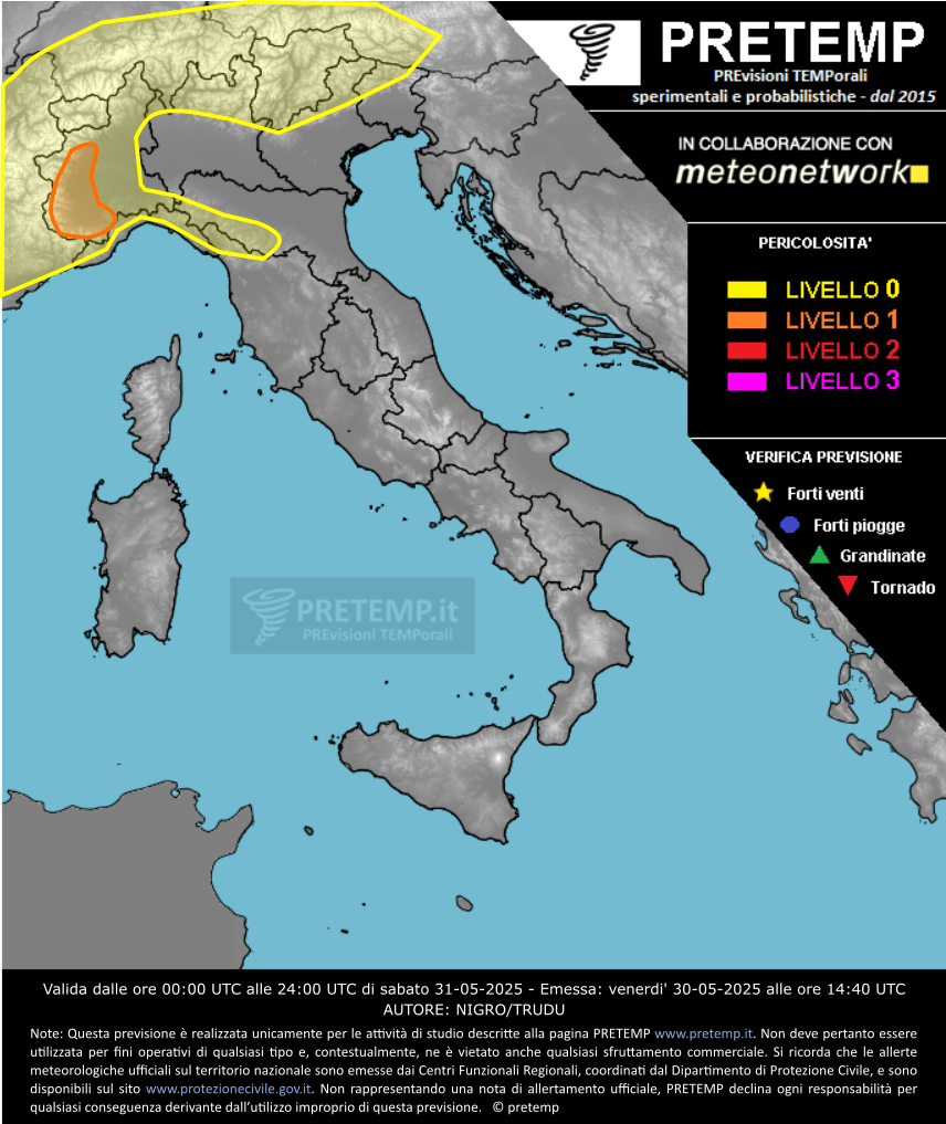 Mappa previsione del 31 maggio 2025