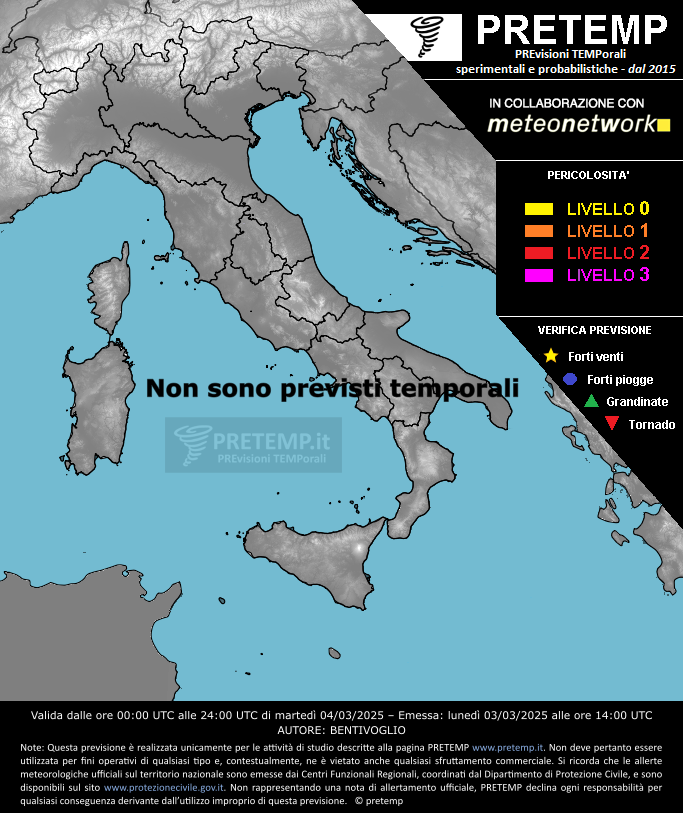 Mappa previsione del 04 marzo 2025
