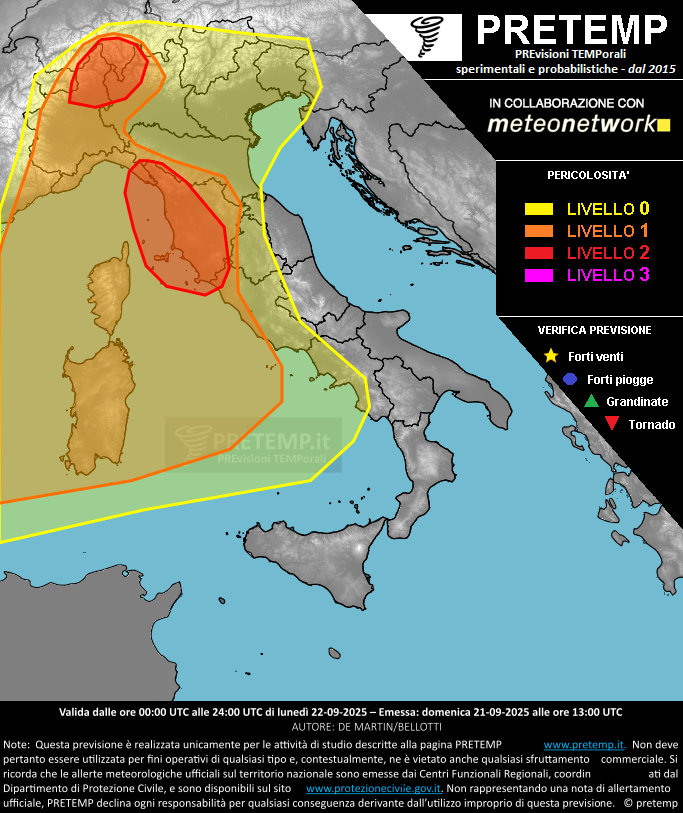 Mappa previsione del 22 settembre 2025