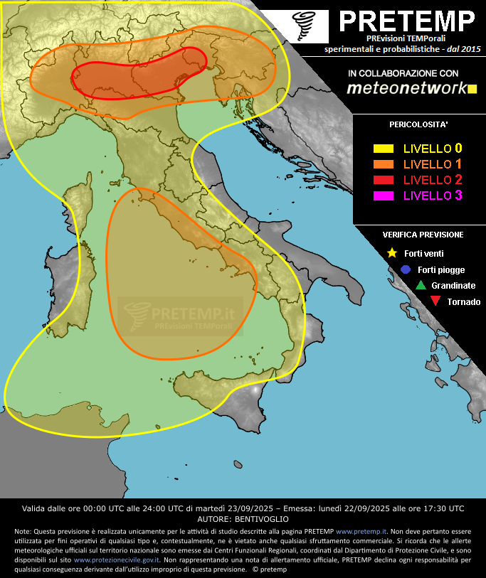 Mappa previsione del 23 settembre 2025
