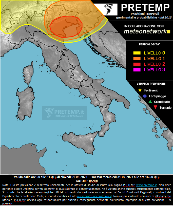 Mappa previsione del 01 agosto 2024