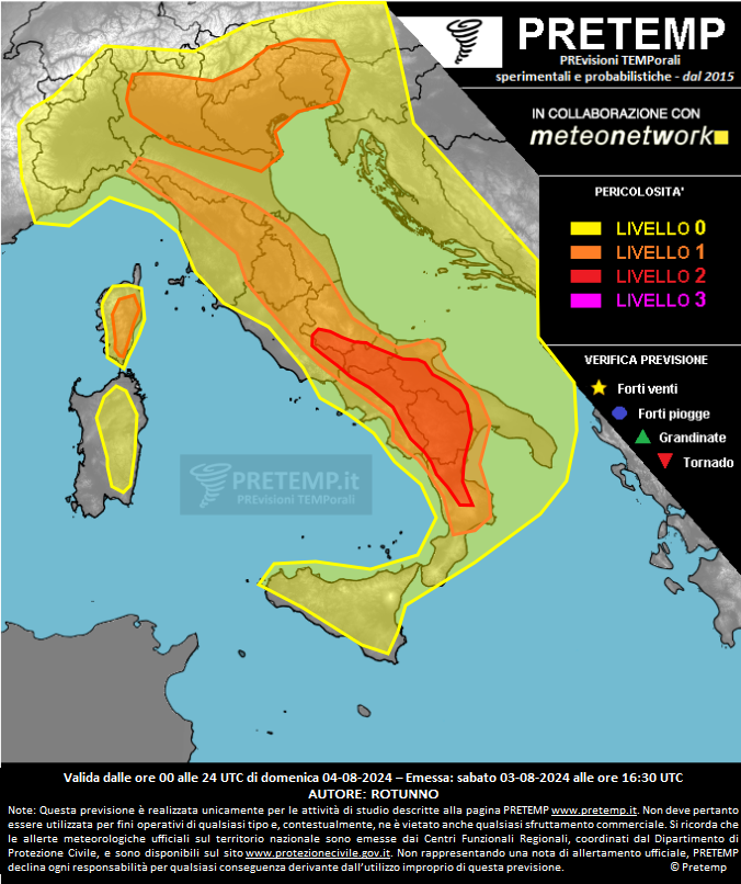Mappa previsione del 04 agosto 2024