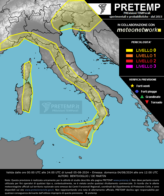 Mappa previsione del 05 agosto 2024