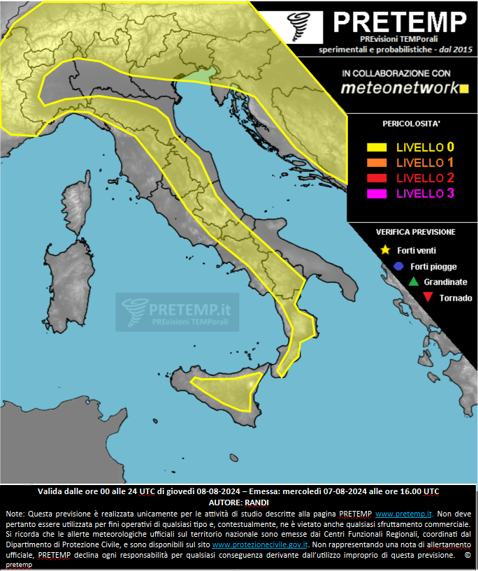 Mappa previsione del 08 agosto 2024