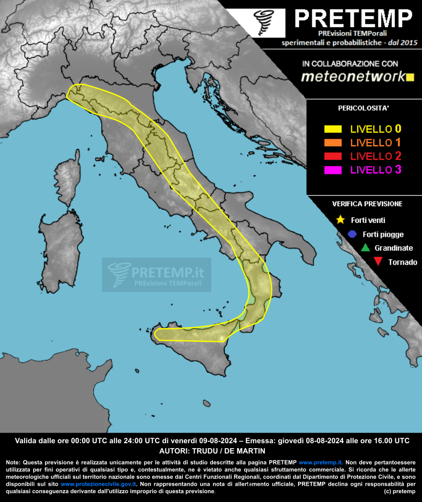 Mappa previsione del 09 agosto 2024