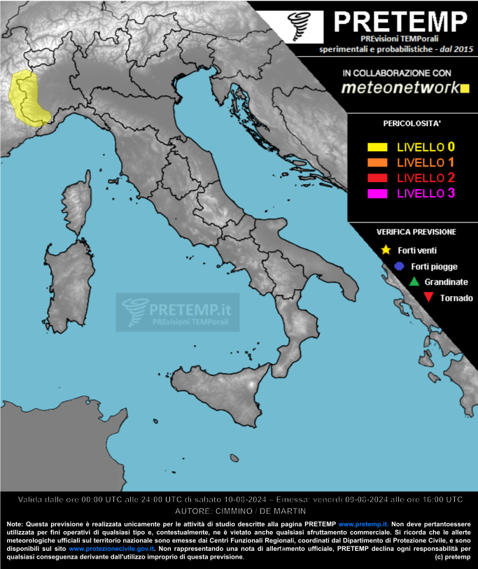 Mappa previsione del 10 agosto 2024