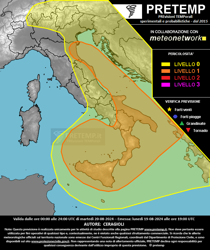 Mappa previsione del 20 agosto 2024
