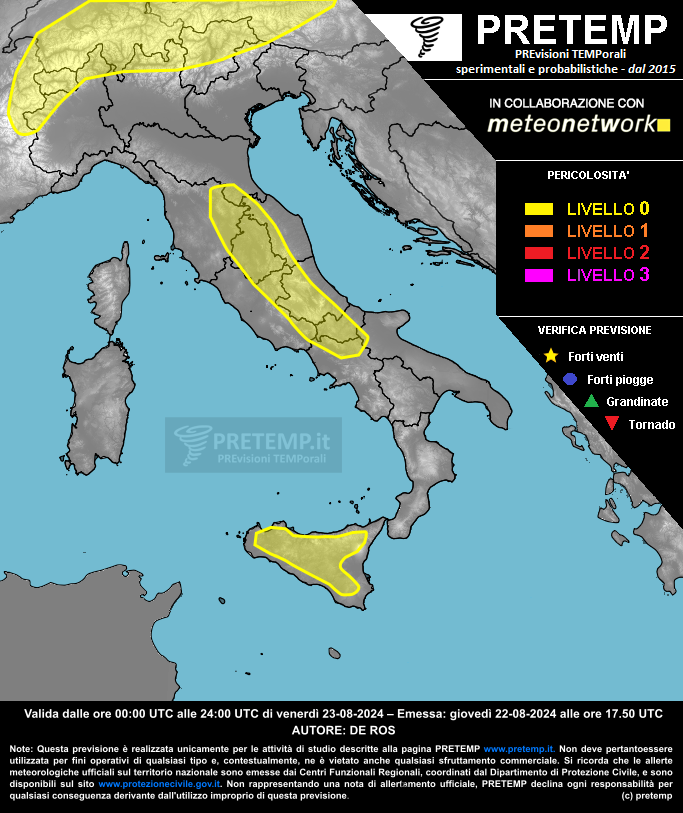 Mappa previsione del 23 agosto 2024