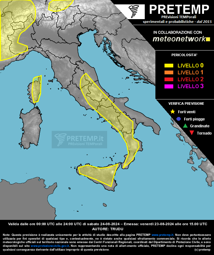 Mappa previsione del 24 agosto 2024