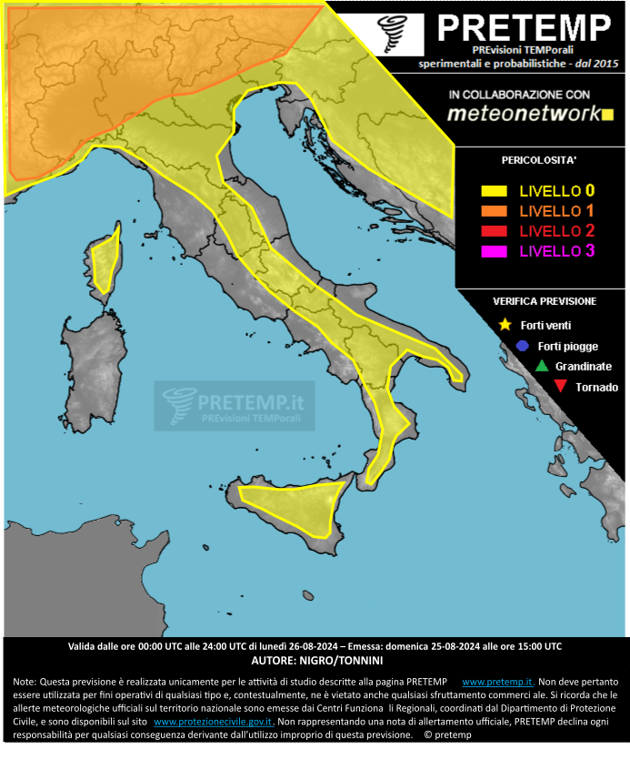 Mappa previsione del 26 agosto 2024