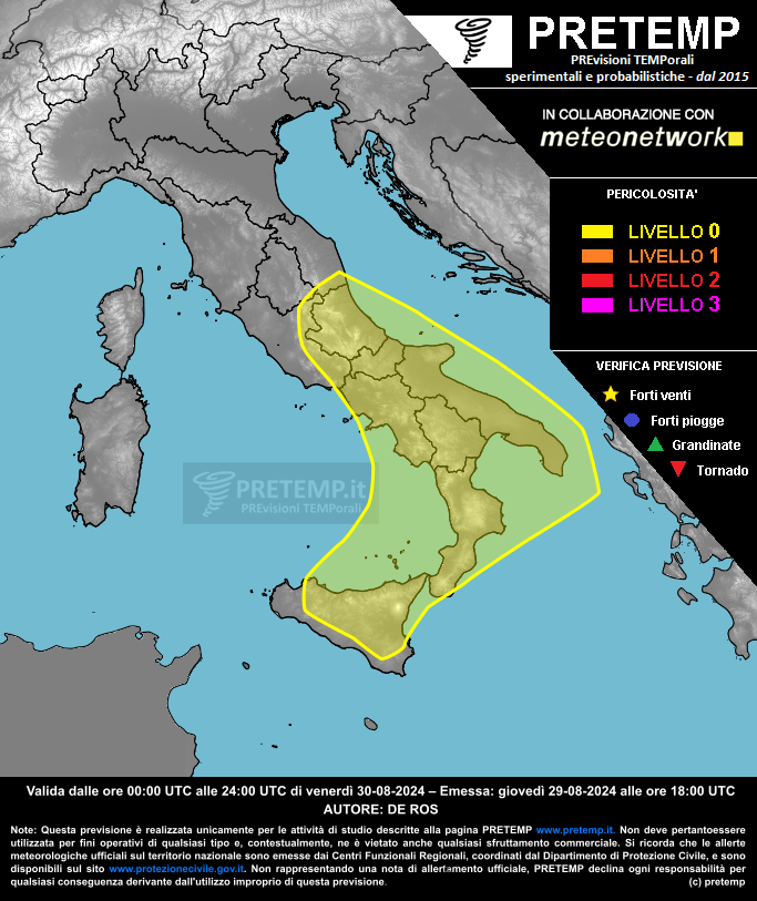 Mappa previsione del 30 agosto 2024