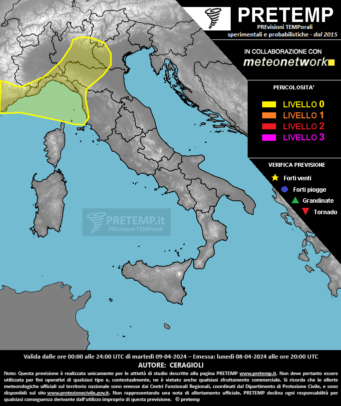 Mappa previsione del 09 aprile 2024
