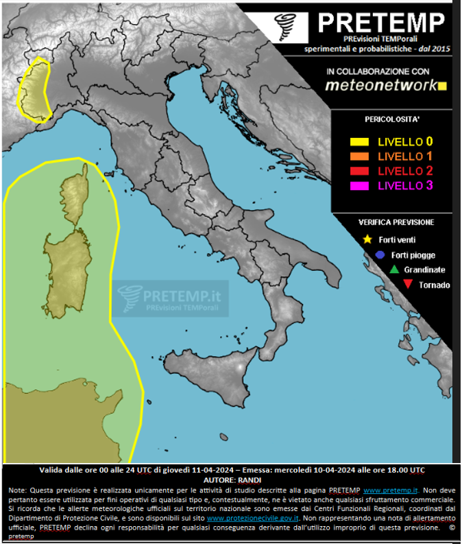 Mappa previsione del 11 aprile 2024
