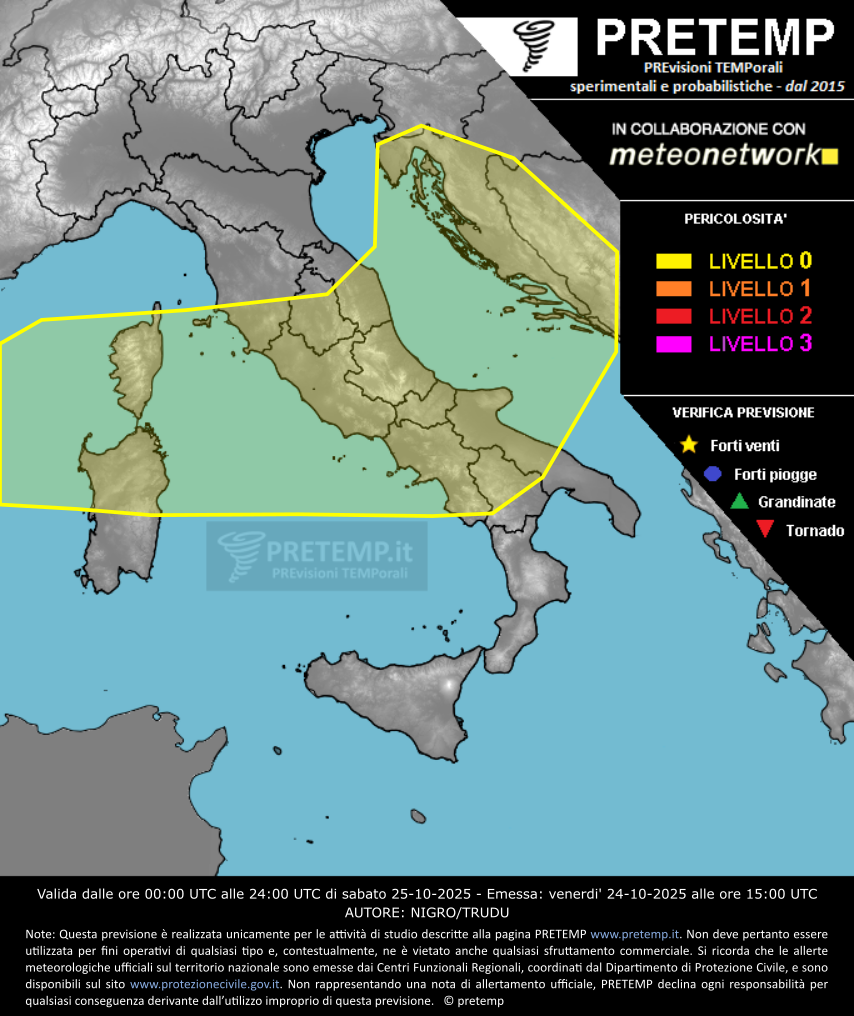 Mappa previsione del 25 ottobre 2025