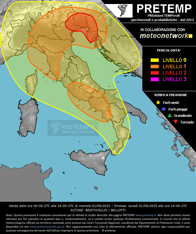 Mappa previsione del 02 settembre 2025
