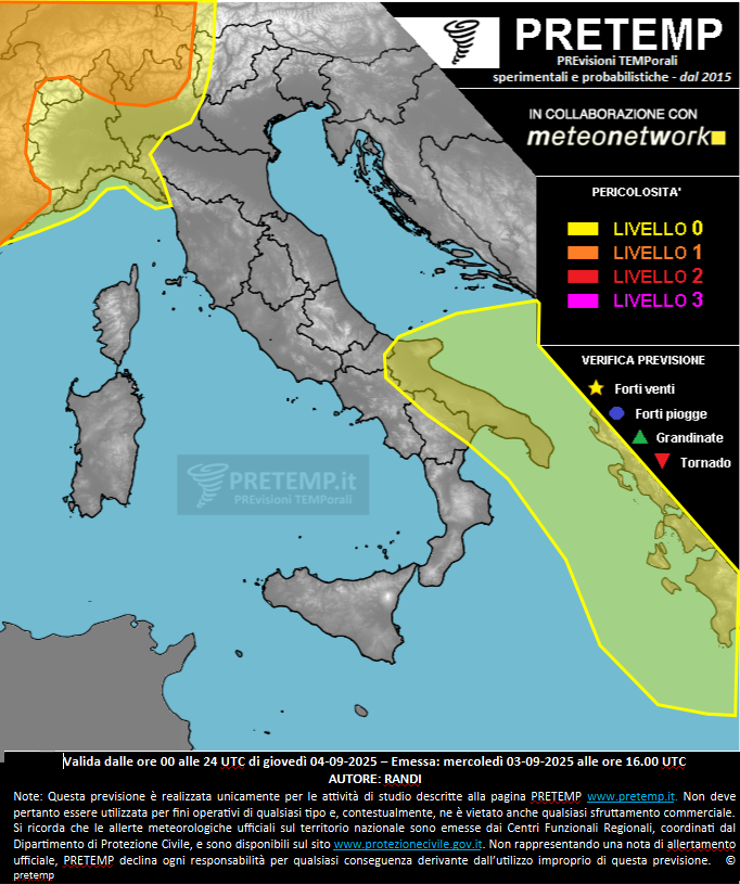 Mappa previsione del 04 settembre 2025