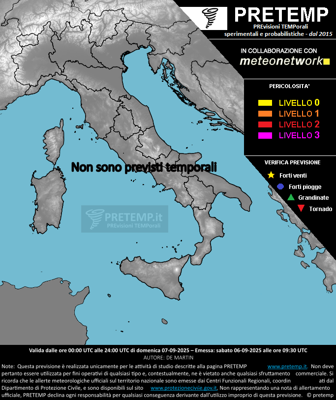 Mappa previsione del 07 settembre 2025