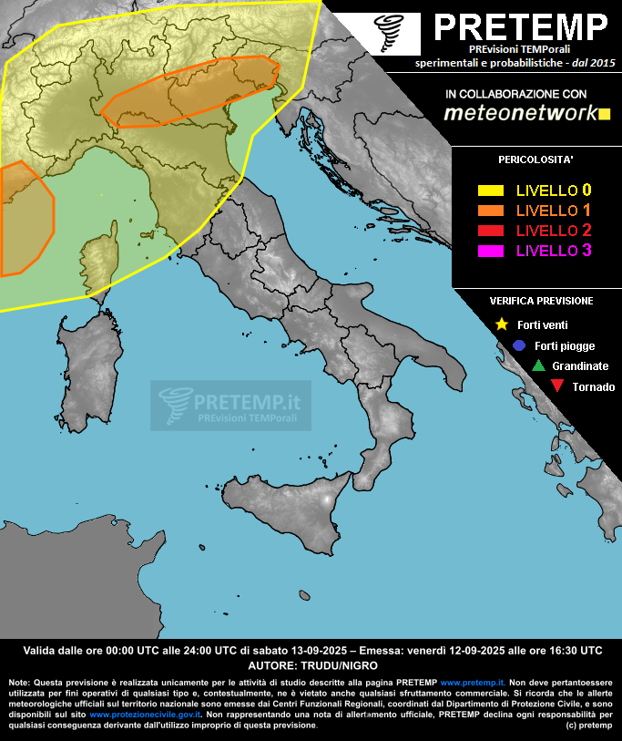 Mappa previsione del 13 settembre 2025