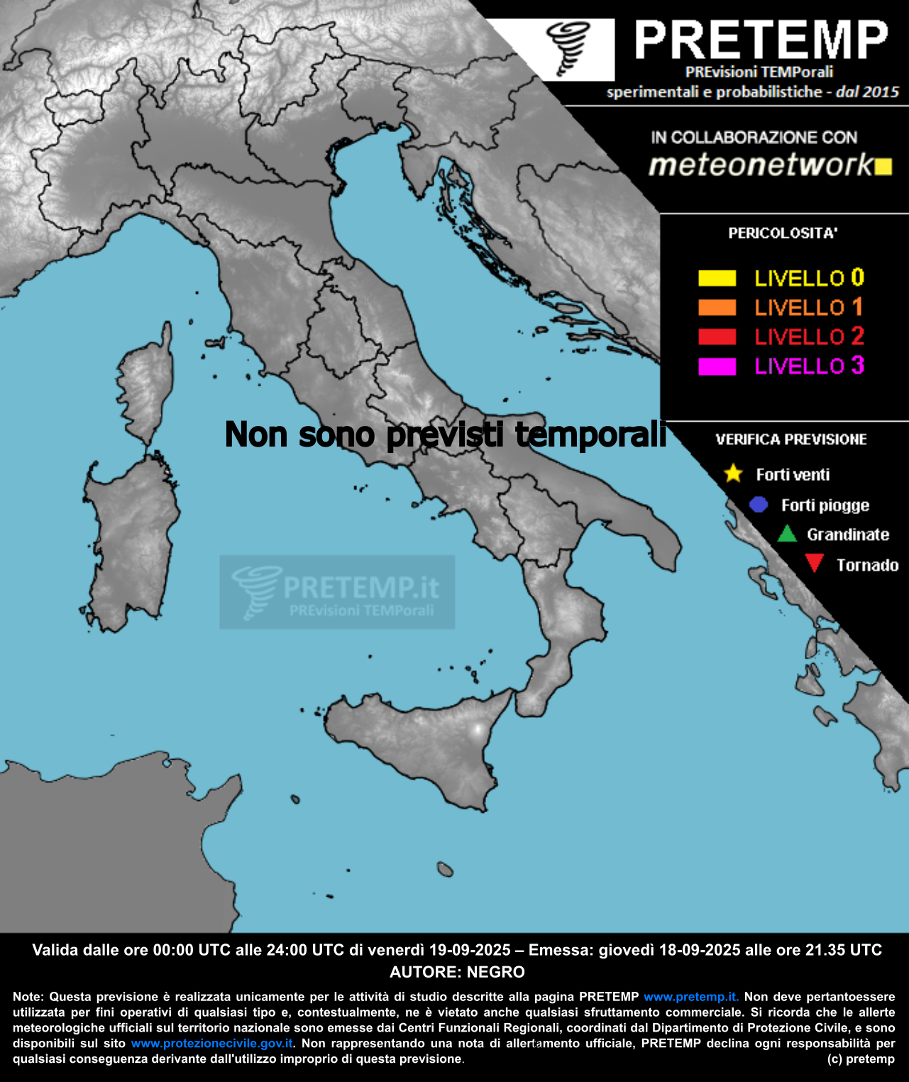 Mappa previsione del 19 settembre 2025