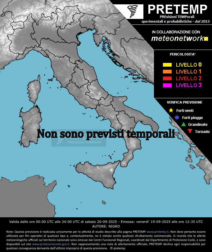 Mappa previsione del 20 settembre 2025