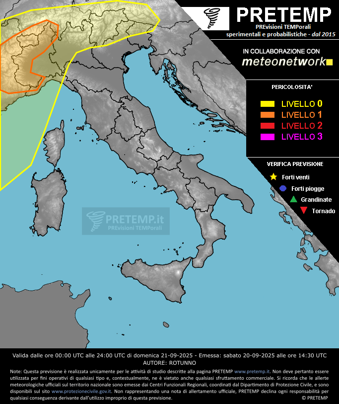 Mappa previsione del 21 settembre 2025