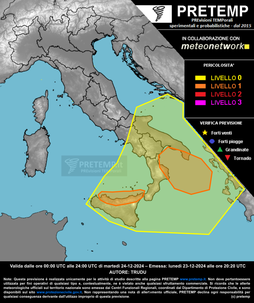 Mappa previsione del 24 dicembre 2024