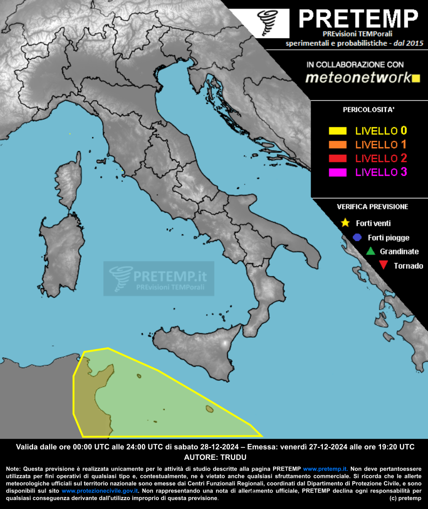 Mappa previsione del 28 dicembre 2024