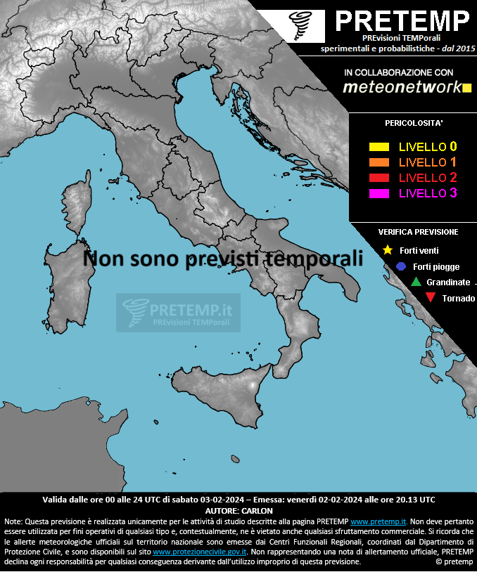 Mappa previsione del 03 febbraio 2024