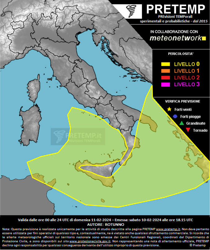 Mappa previsione del 11 febbraio 2024