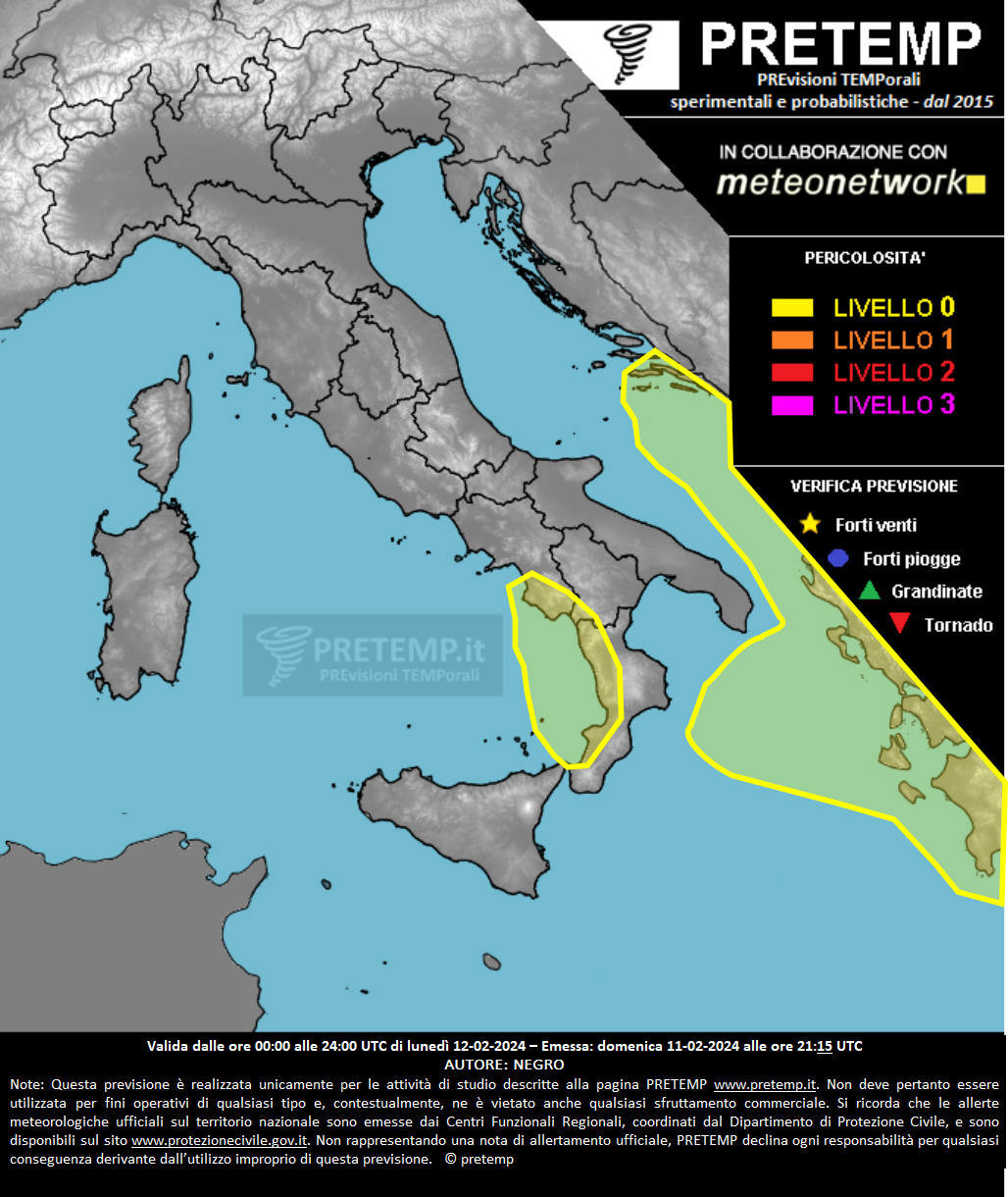 Mappa previsione del 12 febbraio 2024