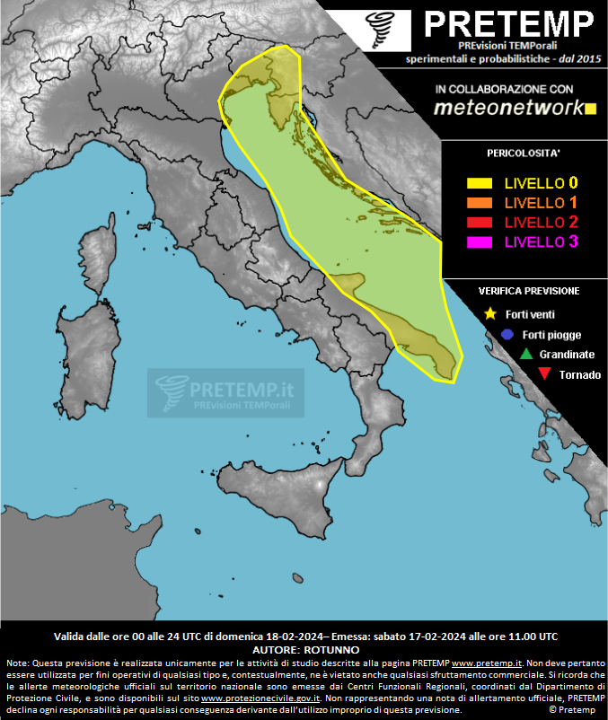 Mappa previsione del 18 febbraio 2024