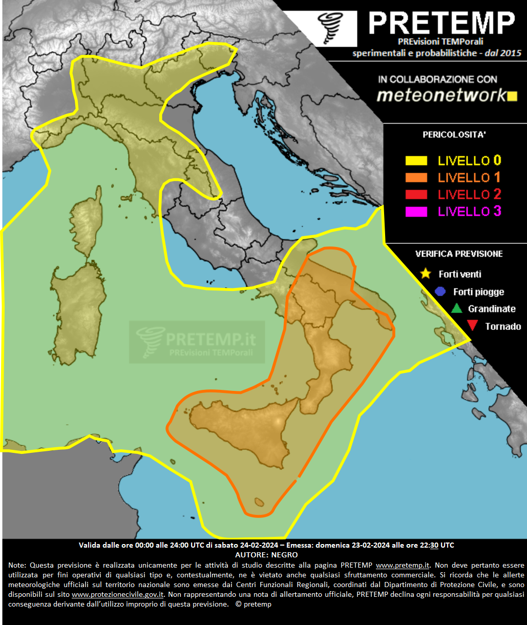Mappa previsione del 24 febbraio 2024