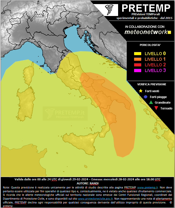 Mappa previsione del 29 febbraio 2024