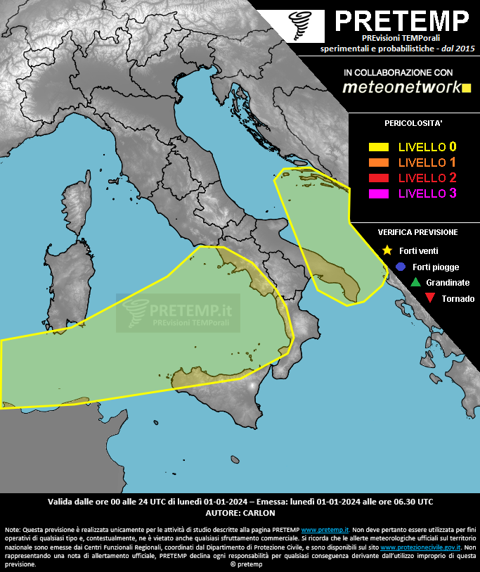 Mappa previsione del 01 gennaio 2024