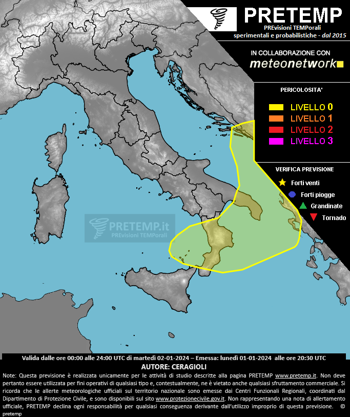 Mappa previsione del 02 gennaio 2024