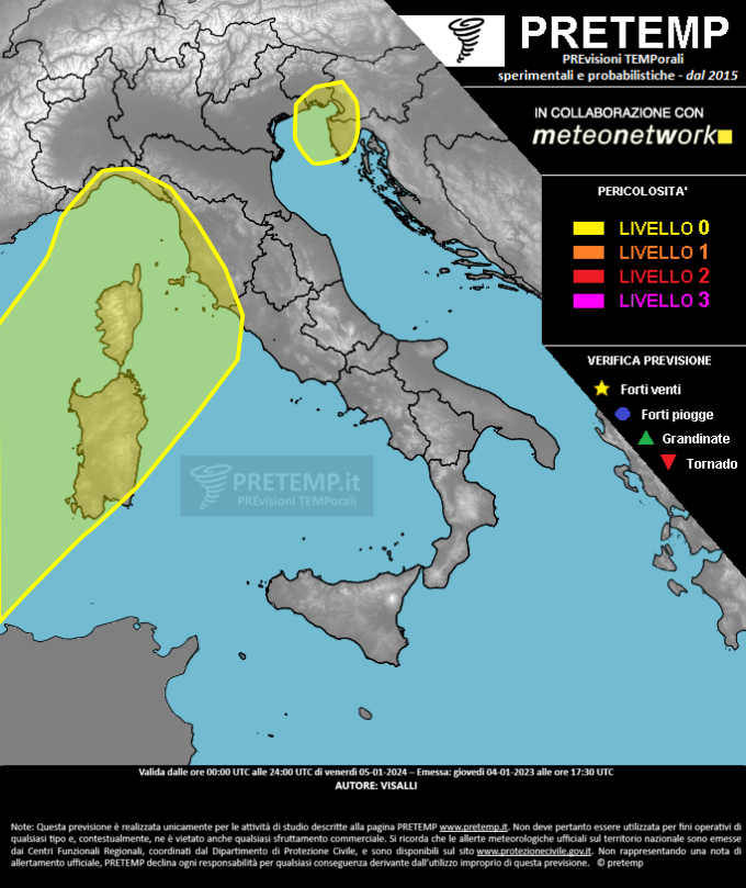 Mappa previsione del 05 gennaio 2024