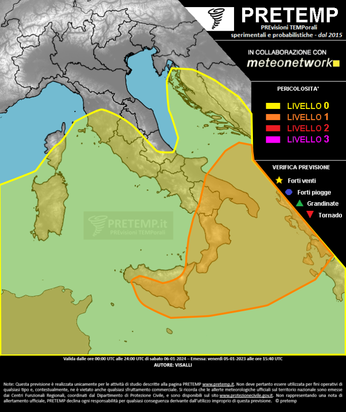 Mappa previsione del 06 gennaio 2024