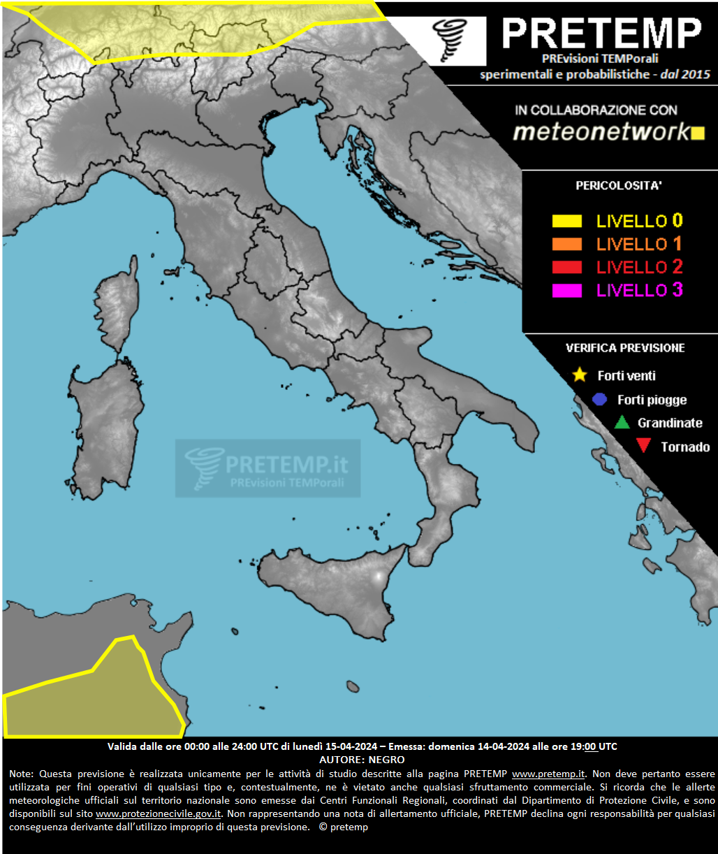 Mappa previsione del 15 aprile 2024