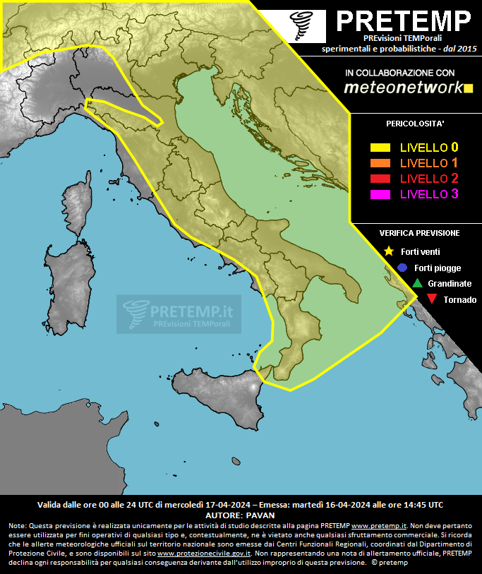Mappa previsione del 17 aprile 2024